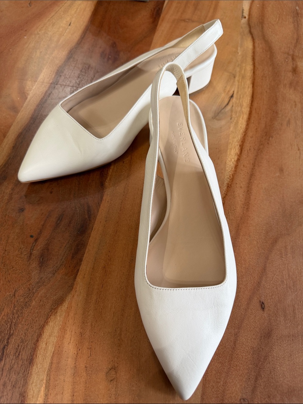 Everlane Cream Pointed Slingback Flats